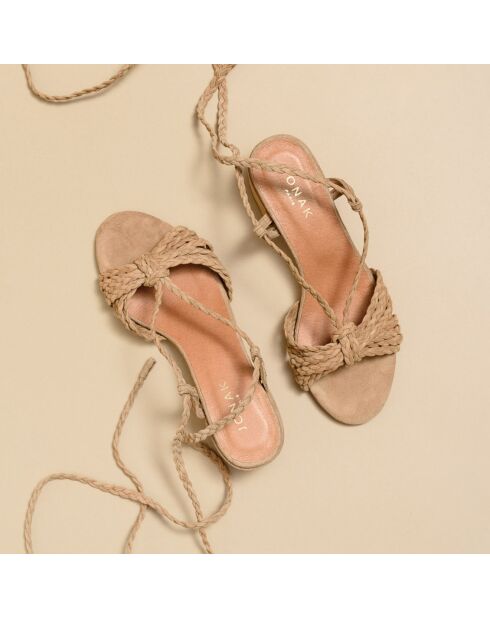 Sandali in pelle beige Archimede in velluto