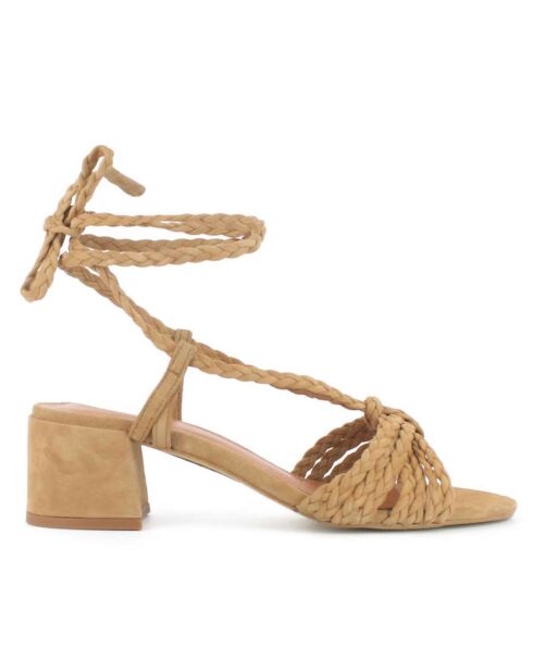 Sandali in pelle beige Archimede in velluto