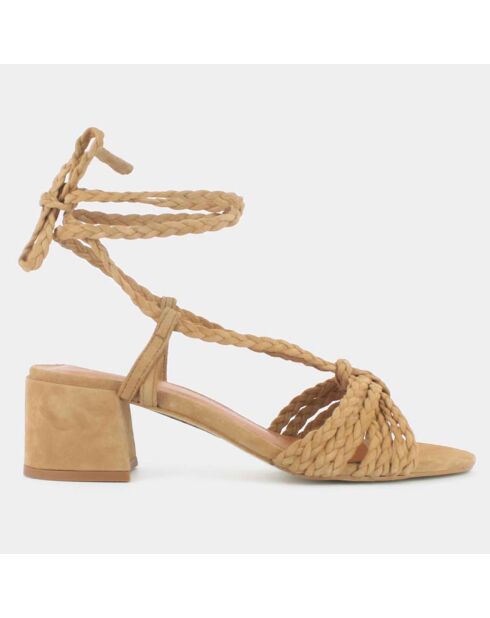 Sandali in pelle beige Archimede in velluto