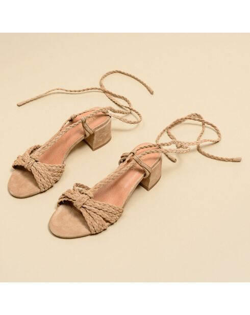 Sandali in pelle beige Archimede in velluto