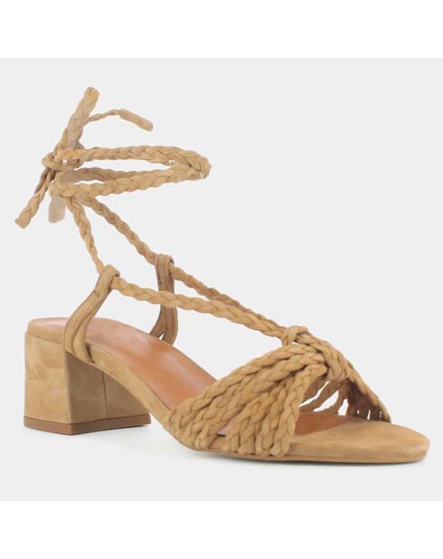 Sandali in pelle beige Archimede in velluto