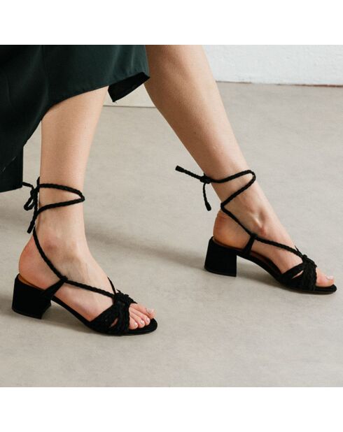 Sandales en Velours de Cuir Archimede noires