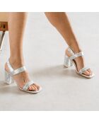 Sandales en Sequins Daline argentées - Talon 8 cm