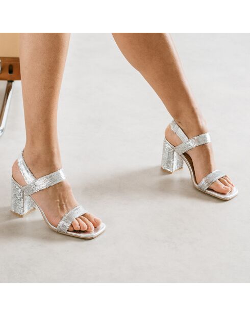 Zilveren sandalen met pailletten van Daline - hak van 8 cm
