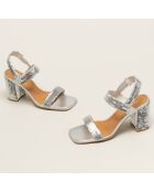 Sandales en Sequins Daline argentées - Talon 8 cm
