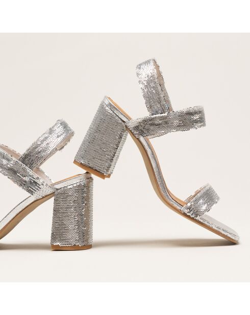 Sandales en Sequins Daline argentées - Talon 8 cm