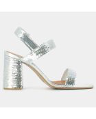 Sandales en Sequins Daline argentées - Talon 8 cm
