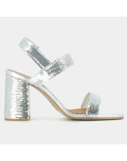 Sandales en Sequins Daline argentées - Talon 8 cm
