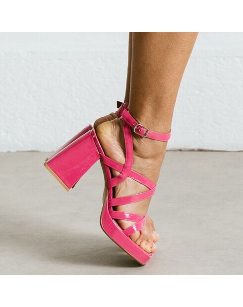 Sandalias Divine en charol fucsia - Tacón de 9 cm