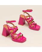 Sandales en Cuir verni Divine fuchsia - Talon 9 cm