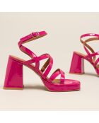 Sandales en Cuir verni Divine fuchsia - Talon 9 cm