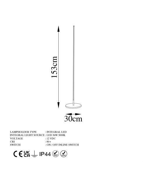 Lampadaire Only doré - D.30x153 cm