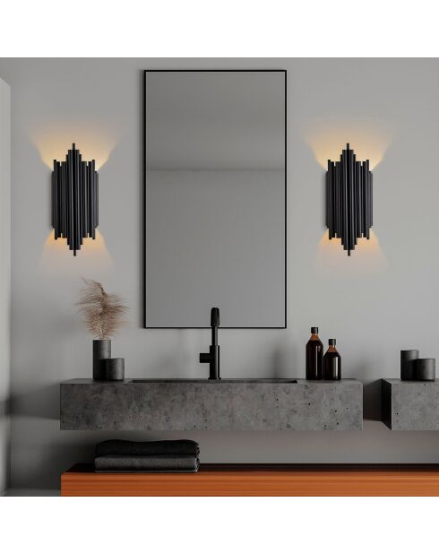 Reis Wandlampe schwarz - 18x40x8 cm