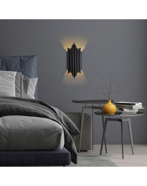 Reis Wandlampe schwarz - 18x40x8 cm