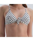 Haut de maillot de bain Annie à pois blanc/bleu marine