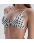 Haut de maillot de bain Annie à pois blanc/bleu marine