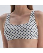 Haut de maillot de bain Annie à pois blanc/bleu marine