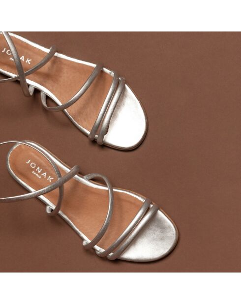 Silberne Apolline-Ledersandalen