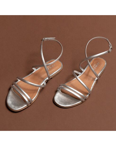 Silberne Apolline-Ledersandalen