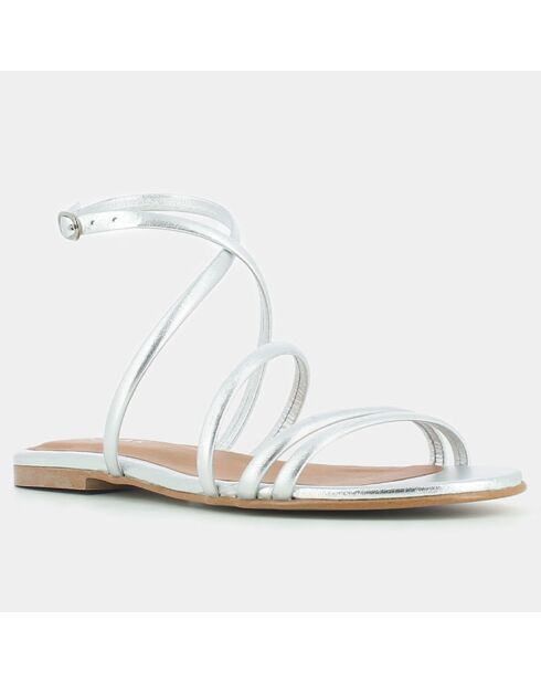 Silberne Apolline-Ledersandalen
