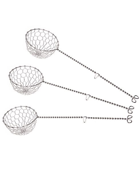 3 mini paniers à fondue argentés - D. 24.5 cm