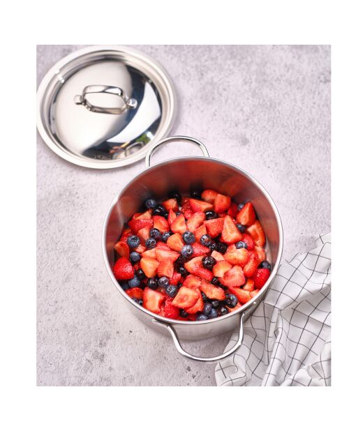 Inductiekookpot voor dagelijks gebruik met grijs deksel - D. 27x20 cm