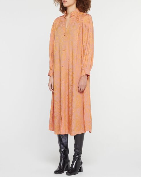 Robe fluide Abito Jacquard orange clair