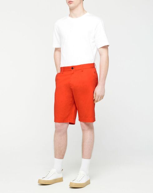 Bermuda en Coton & Lin Regular Fit Muberlin rouge orangé
