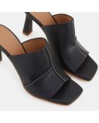 Mules en Cuir Rita noires - Talon 9 cm