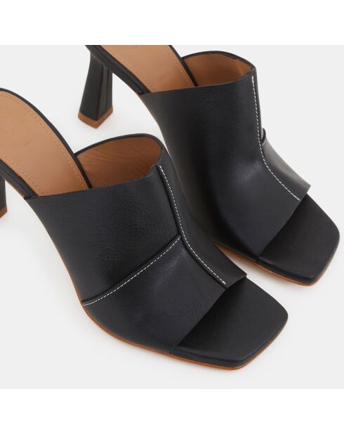 Mules en Cuir Rita noires - Talon 9 cm