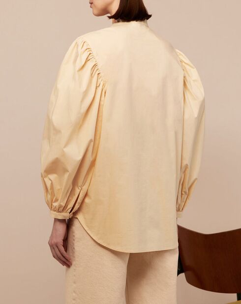 Hellgelbes Pawel Hemd aus Baumwollpopeline