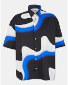 Illusion Smoke zwart/blauw losvallend shirt van 100% biologisch katoen