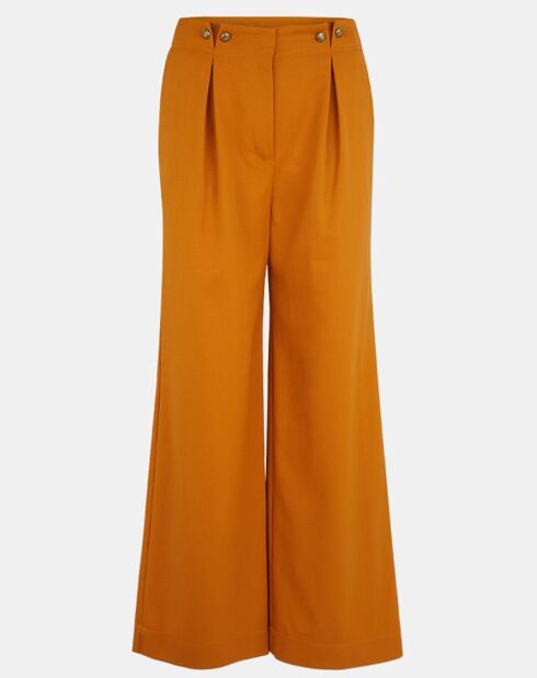 Pantaloni larghi in misto lana arancioni Amor Marin