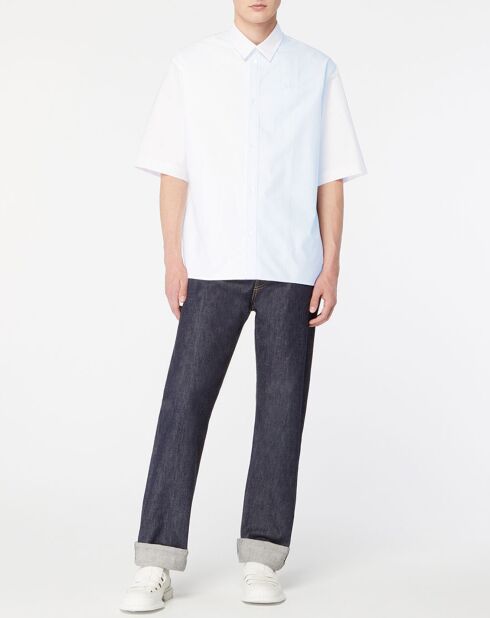 Wit ruimvallend overhemd met korte mouwen