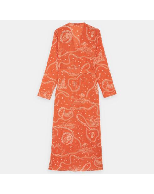 Robe longue imprimée orange