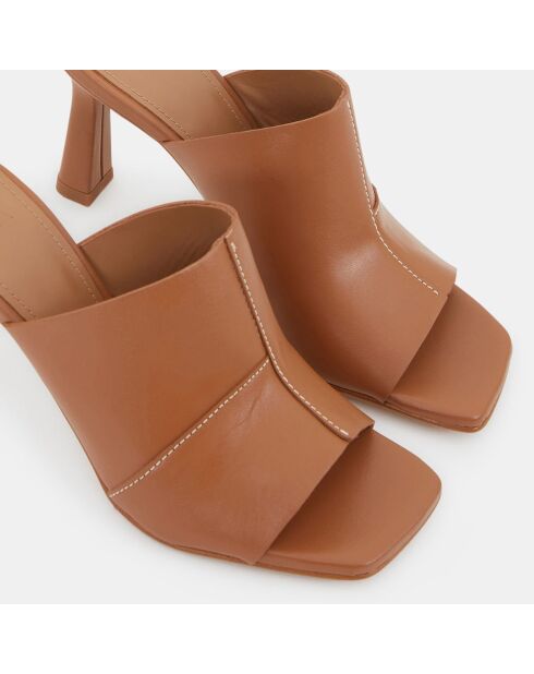 Mules en Cuir Rita marron - Talon 9 cm