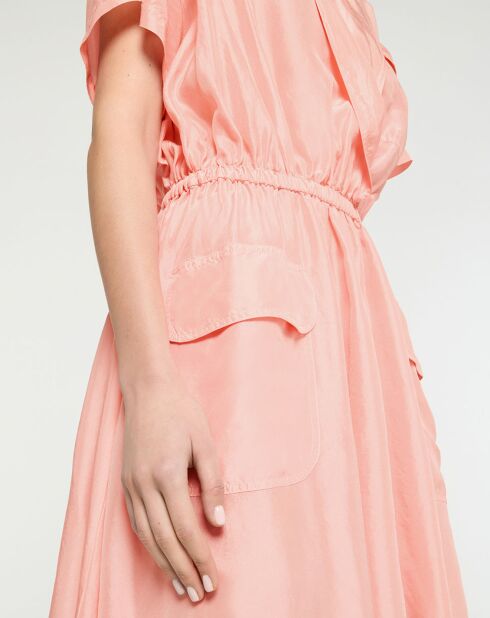 Robe 100% Soie Abito Corto Habotay rose clair