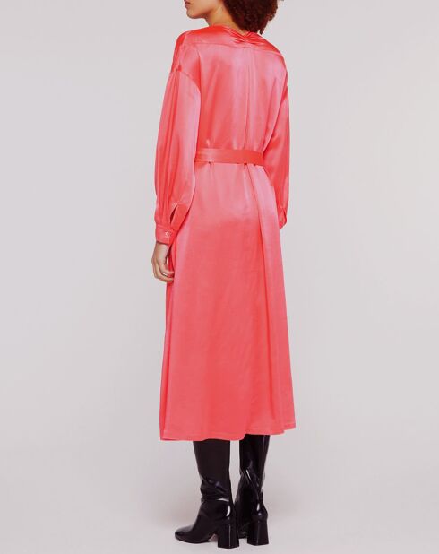 Robe longue 100% Soie Abito rose