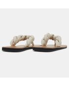 Tongs en Cuir Blanche beige clair