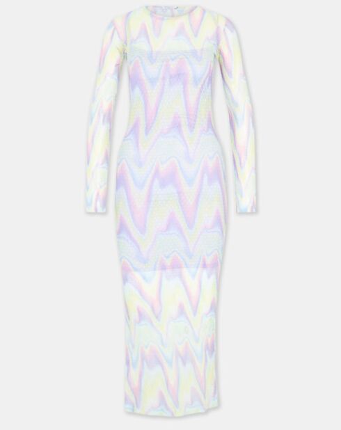 Langes Kleid Mara aus buntem Tüll mit Plumetis