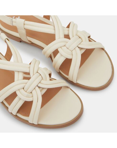 Ecru leren sandalen met gekruiste bandjes