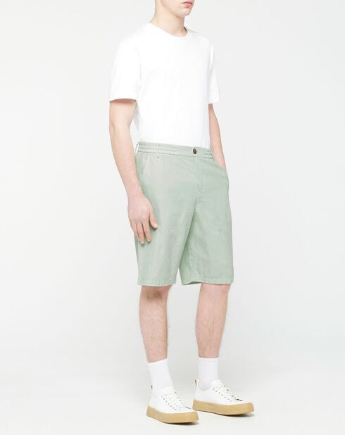 Bermuda en Coton & Lin Regular Fit Mudalin Cordon vert clair
