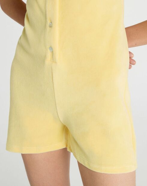 Gele jumpsuit met korte broek van katoen en badstof van Astrid