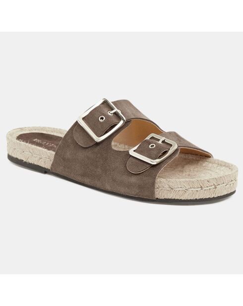 Bruine fluwelen leren muiltjes van Maypol