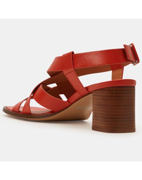 Sandales en Cuir à brides croisées orange - Talon 5,5 cm