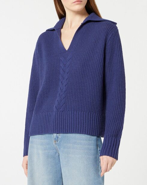 Pull polo en Laine & Cachemire Fano bleu indigo