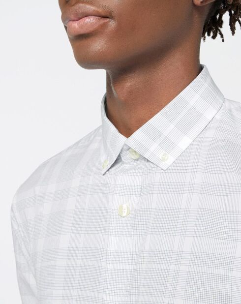 Chemise Regular Fit Micaro à carreaux blanc/bleu