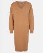 Robe pull en Laine & Cachemire Divine col V camel