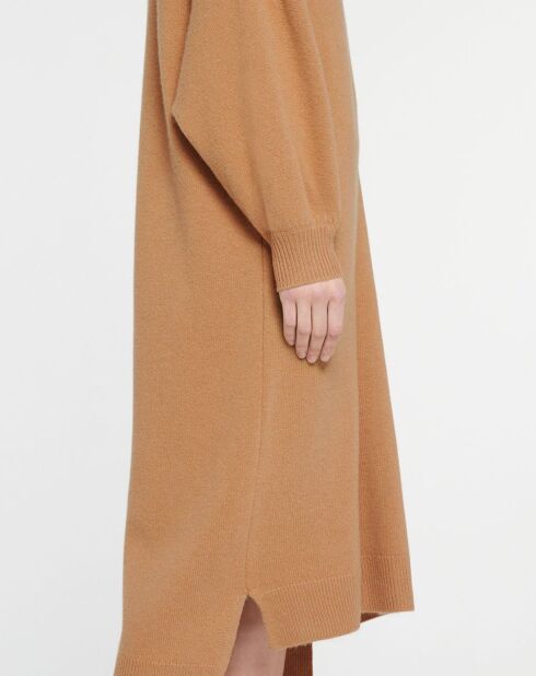 Robe pull en Laine & Cachemire Divine col V camel