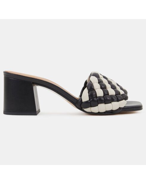 Mules en Cuir Odessa noir/blanc - Talon 5.5 cm